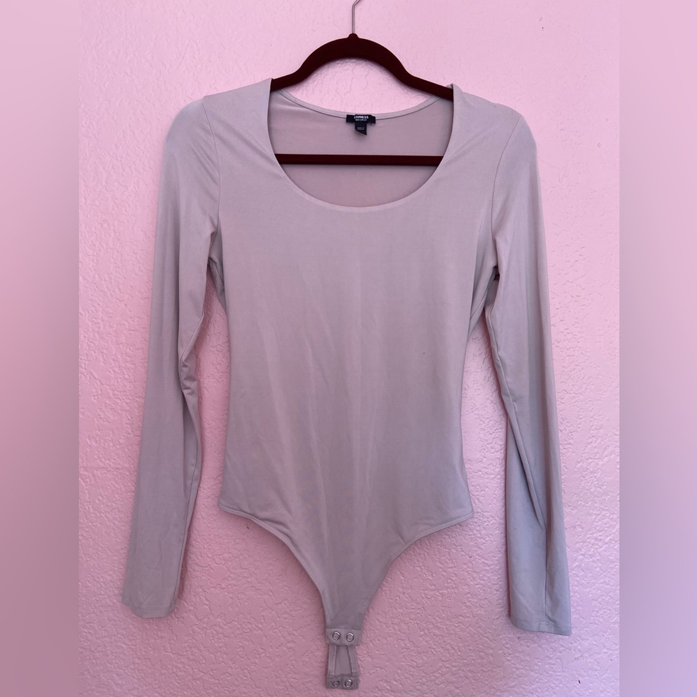 Express Nude Long Sleeve Fitted Bodysuit